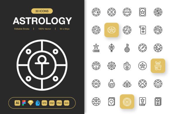 Astrology Icons Pack for Modern Design Projects