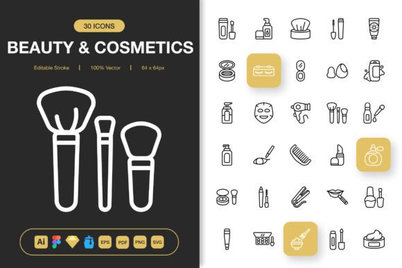 Beauty and Cosmetics Icons for Modern Design Projects