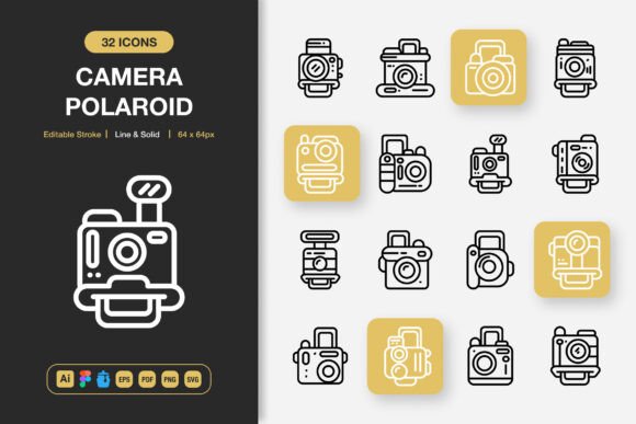 Camera Polaroid Icons for Versatile Visual Projects