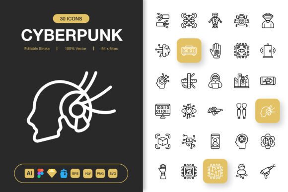 Cyberpunk Icons Pack for Modern Digital Projects
