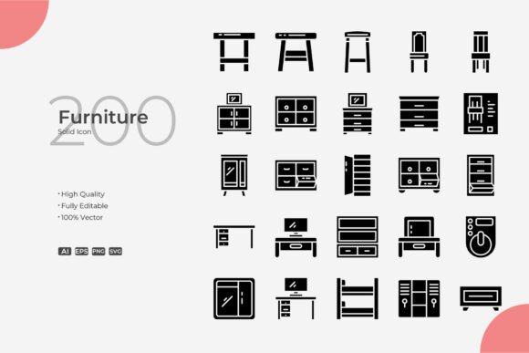 Furniture Solid: Clean Icons for Every Creative Project