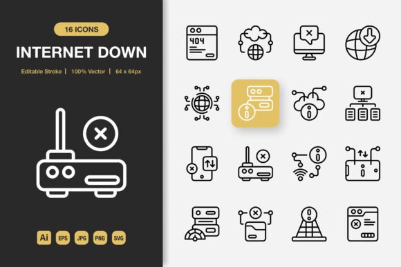 Internet Down Outline Icons: Crafting Clarity in a Connected World