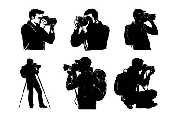 Male Photographers with Camera AI EPS Illustrations