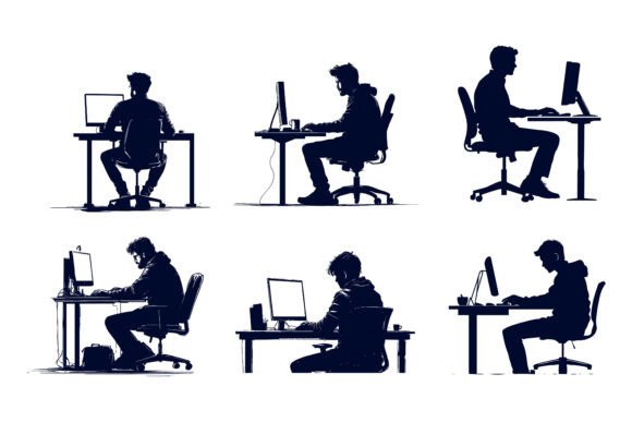 Man Working on Laptop: A Practical AI EPS Illustration for Today’s Creative Needs