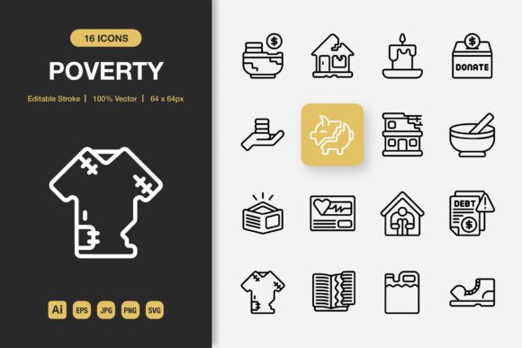 Poverty Outline Icons: Redefining Minimalist Design for Every Project
