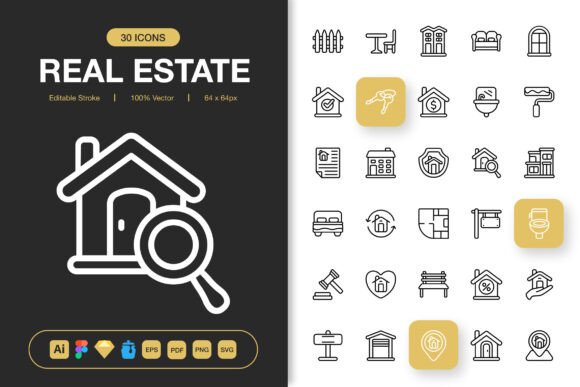 Real Estate Icons Pack: Elevate Every Project with Purposeful Minimalism