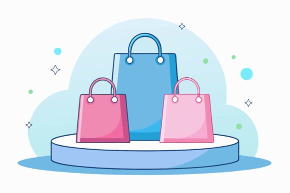 Unlock Creative Potential with Vibrant Empty Shopping Bag Vector Graphics