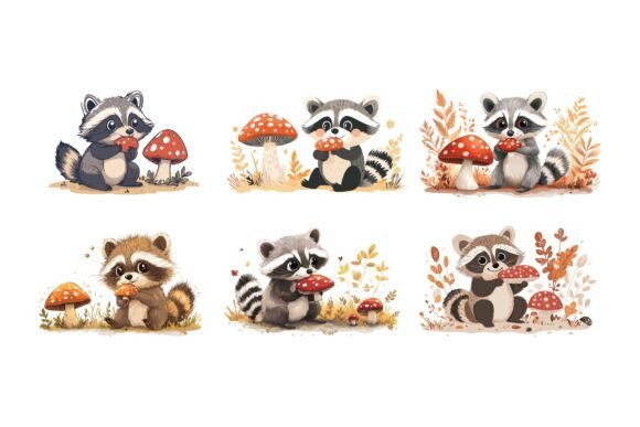 Unlocking Creative Magic with a Set of Raccoon Cartoon AI EPS Illustrations