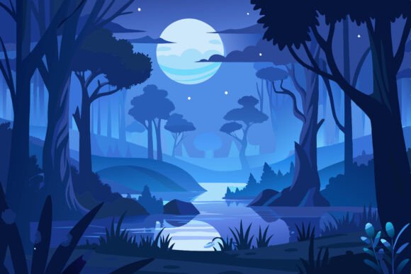 Unlocking the Magic of Cartoon Night Dark Landscape Illustrations