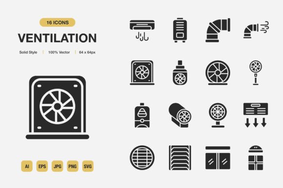 Ventilation Solid Icons: Breath of Fresh Design